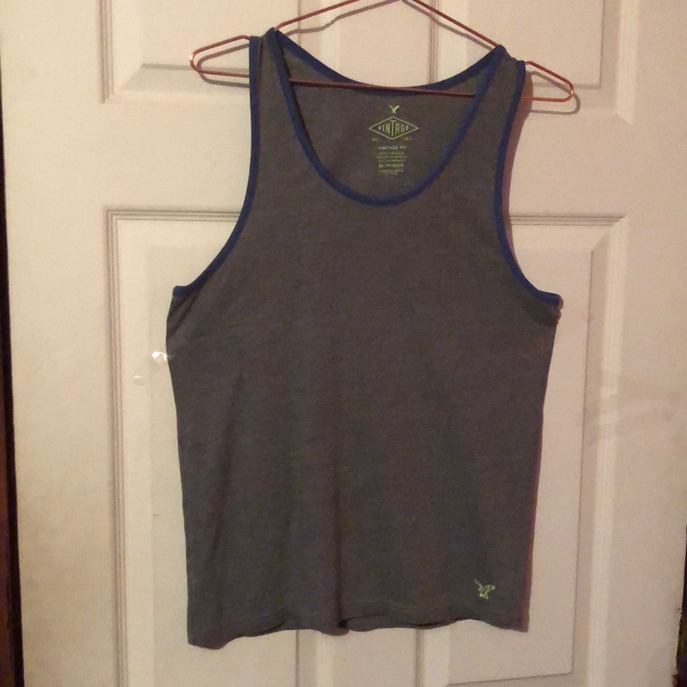 American Eagle Outfitters Gray and Blue Vintage Fit Tank Top Mens XS